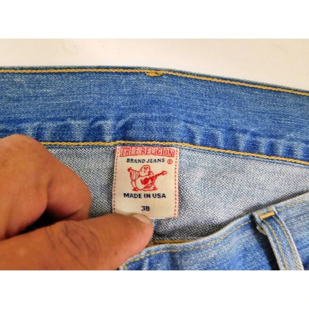 True‎ Religion Ricky Snake Eyes Straight Mens Blue Jeans $218rt sz 38 NWT